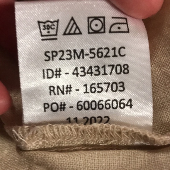 Calligraphie women’s 100% linen longsleeve V-neck blouse size L tan NWT - Picture 9 of 12